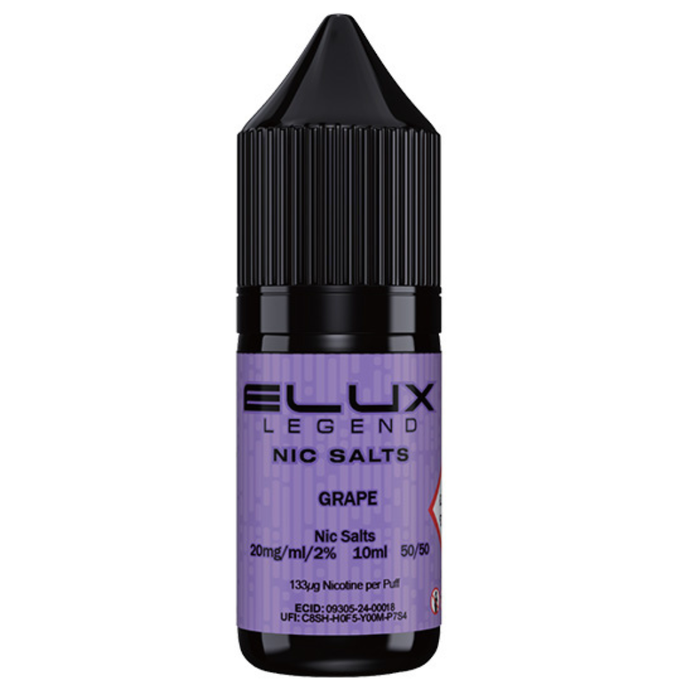 ELux Legend Nic Salt Grape in 10 ml bottle