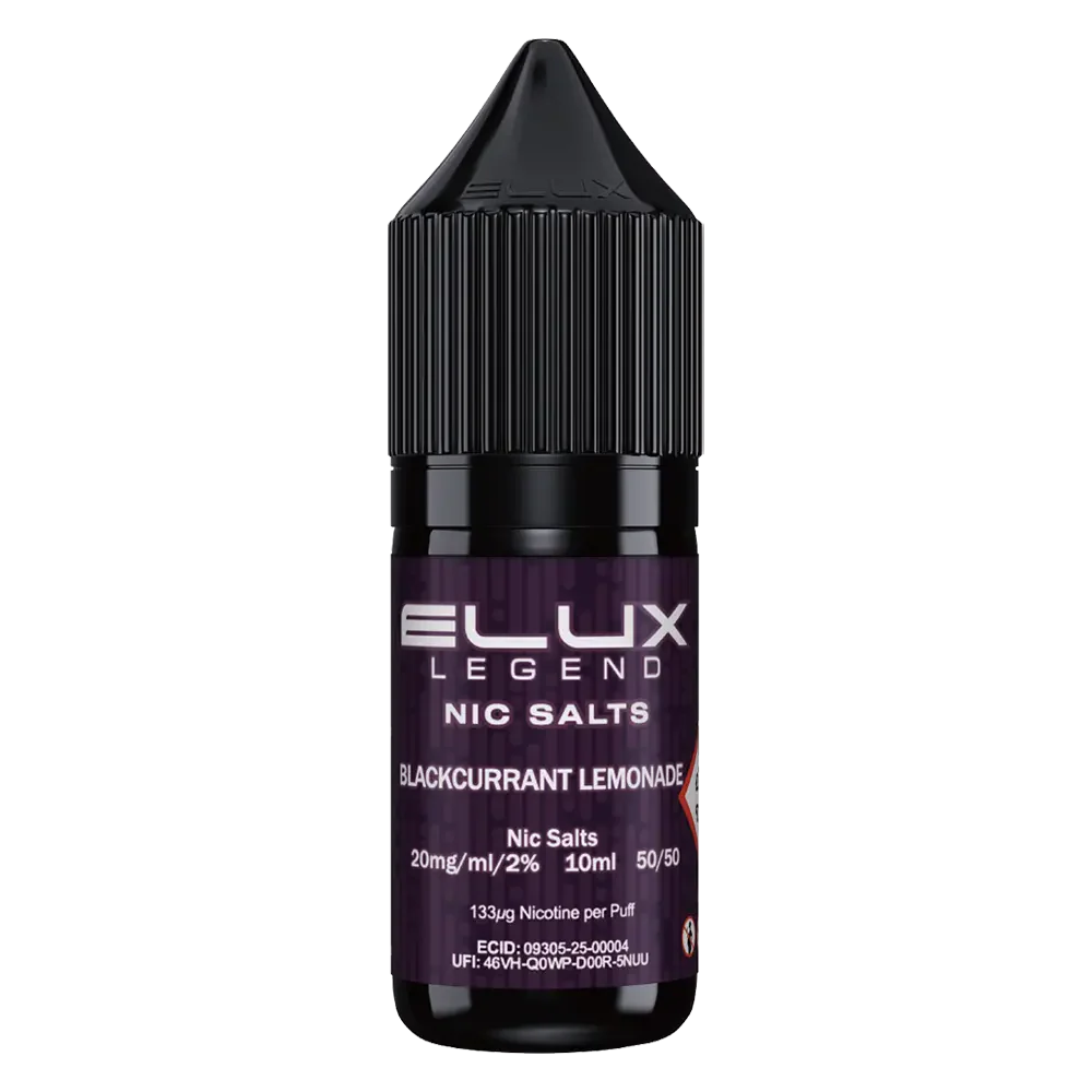 ELux Legend Nic Salt Blackcurrant Lemonade in 10 ml bottle