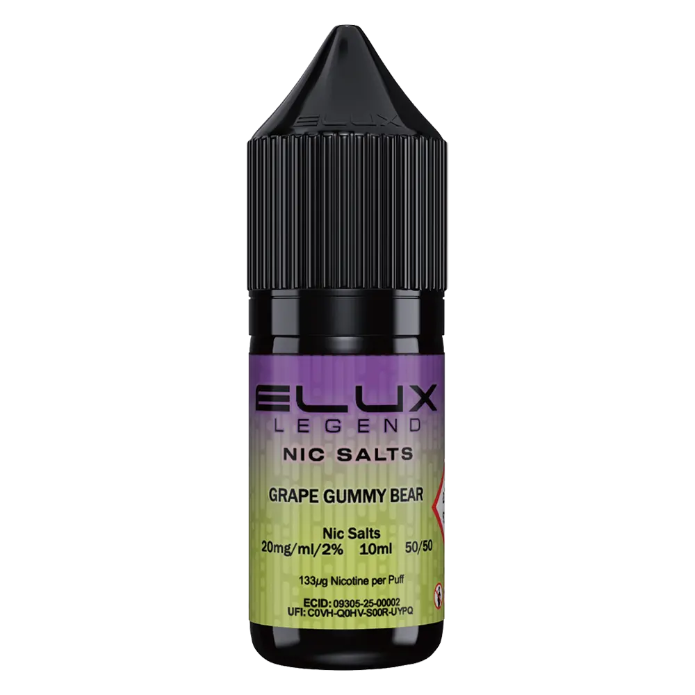 ELux Legend Nic Salt Grape Gummy Bear in 10 ml bottle