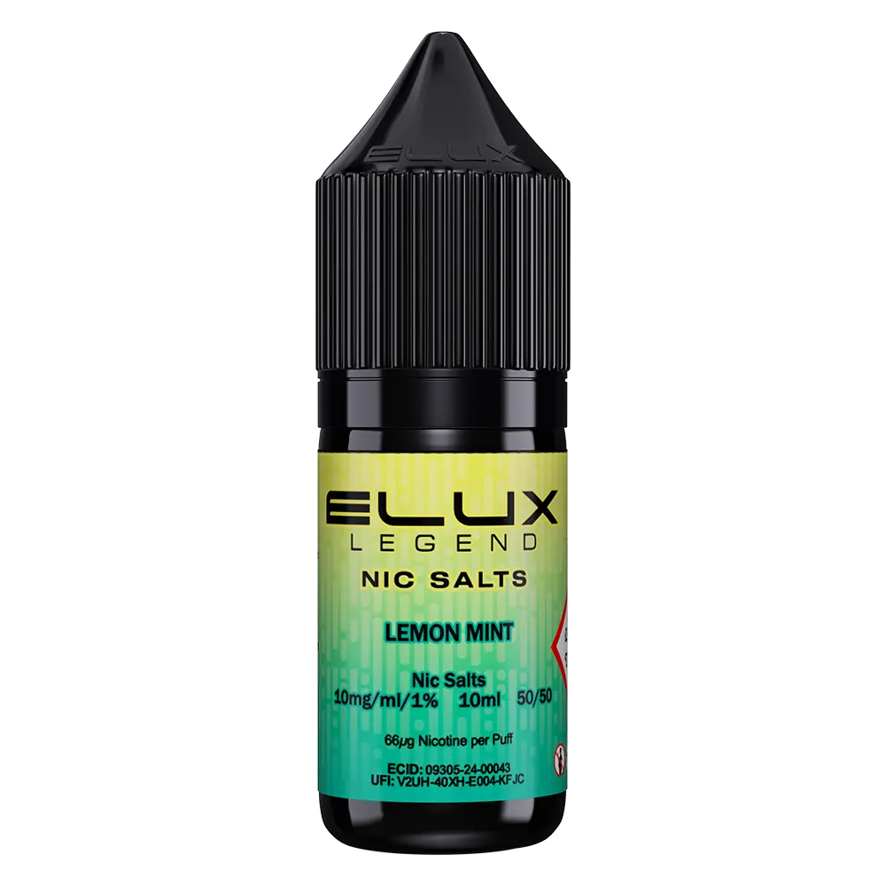 ELux Legend Nic Salt Lemon Mint in 10 ml bottle