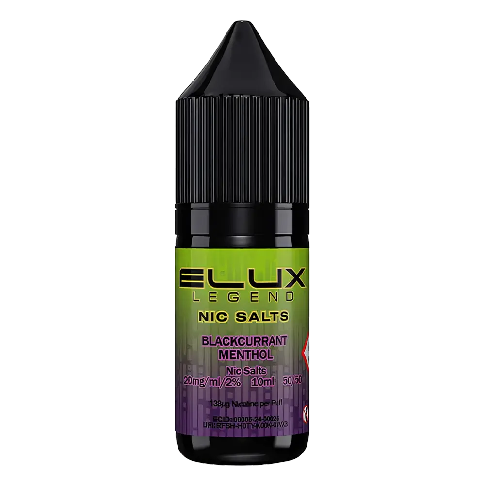 ELux Legend Nic Salt BlackCurrant Menthol in 10 ml bottle
